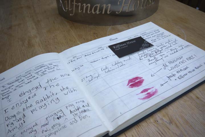 Kilfinan House holiday home guestbook